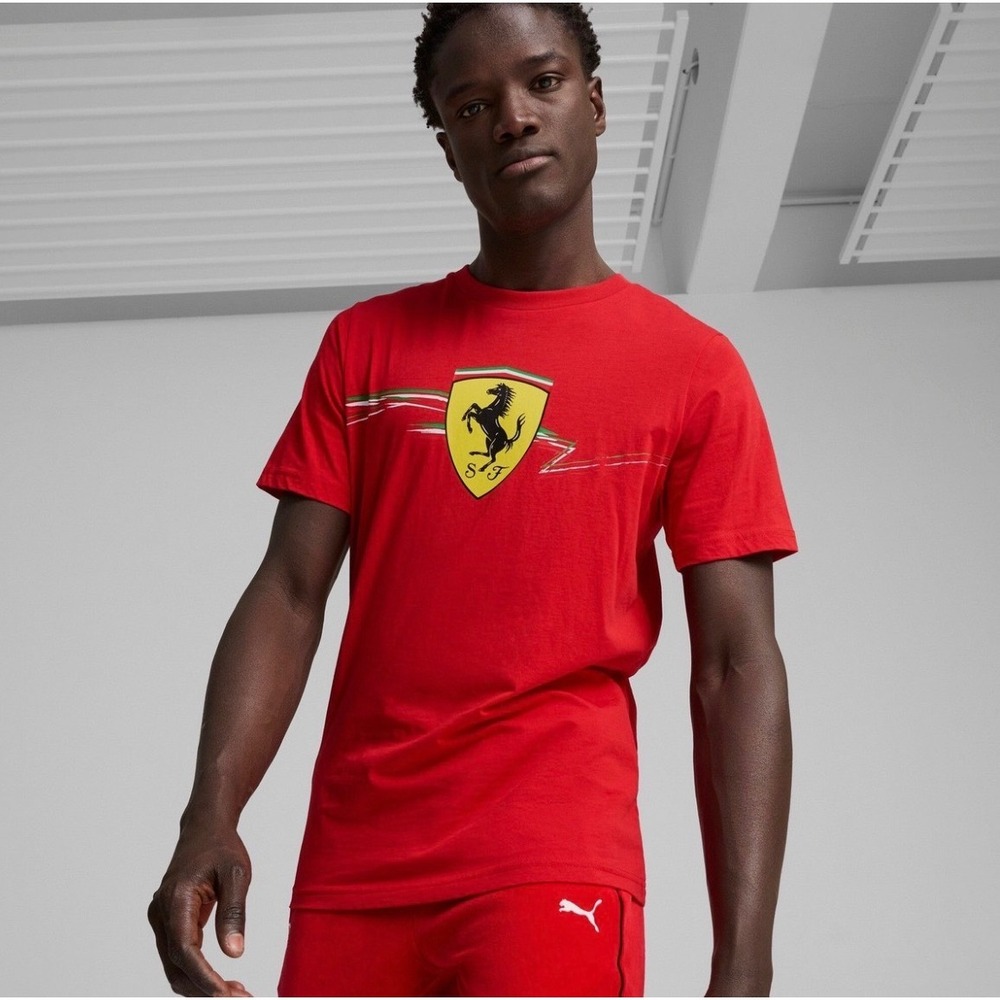 Puma Ferrari Scuderia F1 Racing Shirt Mens Size Lg Red Sporty Blokecore